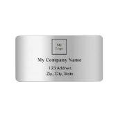 Silver Business Logo Rücksendeadresse Adressaufkleber (Vorne)