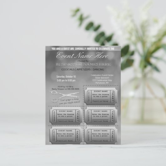 Silver Business oder Corporate w/Raffle Einladungspostkarte (Stehend Vorderseite)