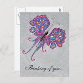 Silver Butterfly Denken Sie an Sie Postkarte (Vorne/Hinten)