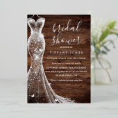 Silver Butterfly Dress Rustikales Brautparty Folieneinladung (Stehend vorne)