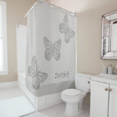 Silver Butterfly Grau textured Duschvorhang (Beispiel)