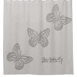 Silver Butterfly Grau textured Duschvorhang