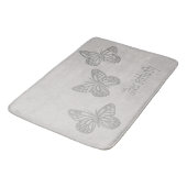 Silver Butterfly Gray Textured Bathmat Badematte (Schrägansicht)