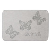 Silver Butterfly Gray Textured Bathmat Badematte (Vorderseite)