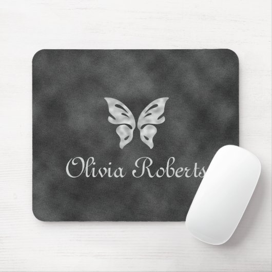 Silver Butterfly & Velvet Personalisiert Mouse Pad Mousepad (Mit Mouse)