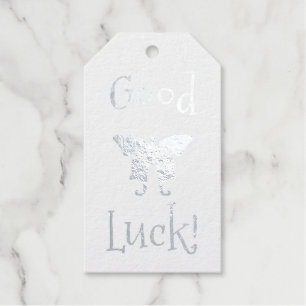 Silver Butterfly Viel Glück Foil Gift Tags Geschenkanhänger