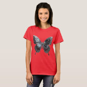 Silver Butterfly with Open Wings Elegant T-Shirt (Vorne ganz)