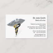 Silver Caduceus Black Gold Medical Reminder Terminkarte (Vorderseite)