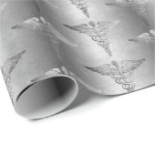 Silver Caduceus Doctor Medical Symbol Muster Geschenkpapier (Rolleneckpunkt)