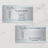 Silver Caduceus Medical Appointment Business Card Terminkarte (Vorne/Hinten)