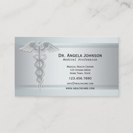 Silver Caduceus Medical Appointment Business Card Terminkarte (Vorderseite)
