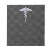 Silver Caduceus Medical Symbol Carbon Fiber Style Notizblock (Vorderseite)