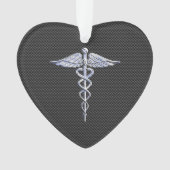 Silver Caduceus Medical Symbol Carbon Fiber Style Ornament (Vorderseite)