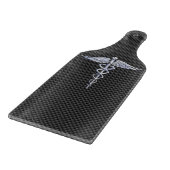 Silver Caduceus Medical Symbol Carbon Fiber Style Schneidebrett (Ecke)