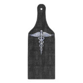 Silver Caduceus Medical Symbol Carbon Fiber Style Schneidebrett (Vorderseite)