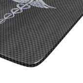 Silver Caduceus Medical Symbol Carbon Fiber Style Schneidebrett (Ecke)