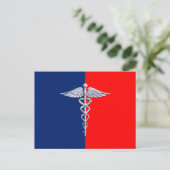Silver Caduceus Medical Symbol League Postkarte (Stehend Vorderseite)
