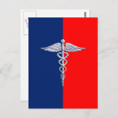 Silver Caduceus Medical Symbol League Postkarte (Vorne/Hinten)