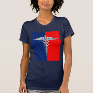Silver Caduceus Medical Symbol League T-Shirt
