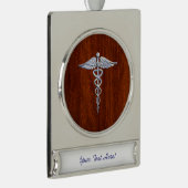 Silver Caduceus Medical Symbol Mahogany Dekoration (Rechts)