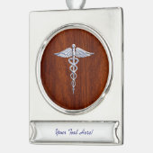 Silver Caduceus Medical Symbol Mahogany Dekoration (Links)