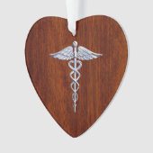 Silver Caduceus Medical Symbol Mahogany Dekoration (Vorderseite)