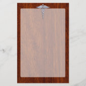 Silver Caduceus Medical Symbol Mahogany Dekoration Briefpapier (Vorderseite)