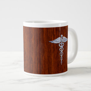 Silver Caduceus Medical Symbol Mahogany Dekoration Jumbo-Tasse