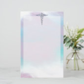 Silver Caduceus Medical Symbol Mother Pearl Briefpapier (Stehend Vorderseite)