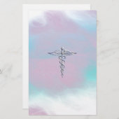 Silver Caduceus Medical Symbol Mother Pearl Decor Briefpapier (Vorne/Hinten)