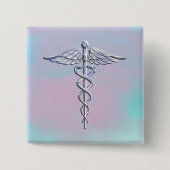Silver Caduceus Medical Symbol Mother Pearl Decor Button (Vorderseite)
