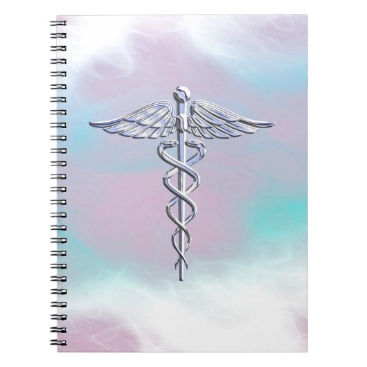 Silver Caduceus Medical Symbol Mother Pearl Decor Notizblock (Vorderseite)