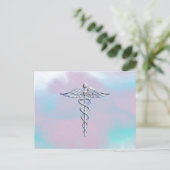 Silver Caduceus Medical Symbol Mother Pearl Postkarte (Stehend Vorderseite)