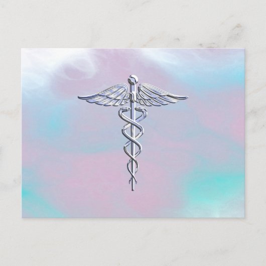 Silver Caduceus Medical Symbol Mother Pearl Postkarte (Vorderseite)