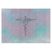 Silver Caduceus Medical Symbol Mother Pearl Schneidebrett (Vorderseite)
