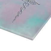 Silver Caduceus Medical Symbol Mother Pearl Schneidebrett (Ecke)