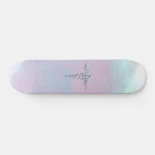 Silver Caduceus Medical Symbol Mother Pearl Skateboard (Horizontal)