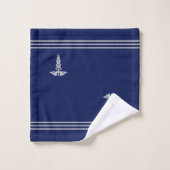 Silver Caduceus & Stripes auf Navy Blue Badhandtuch Set (Waschlappen)
