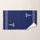 Silver Caduceus & Stripes auf Navy Blue Badhandtuch Set (Handtuch)