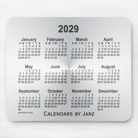 Silver Calendar von Janz Mouse Pad Mousepad (Vorne)