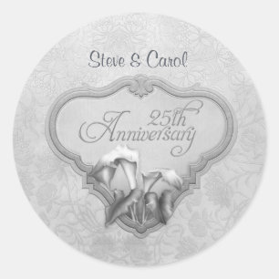 Silver Calla 25. Hochzeitstag Runder Aufkleber