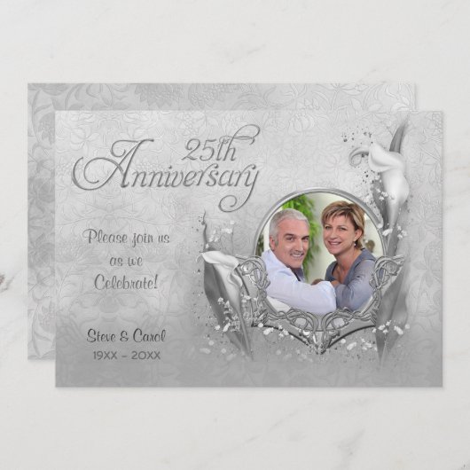 Silver Calla Lily 25. Hochzeitstag Einladung (Vorne/Hinten)