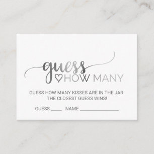 Silver Calligraphy Guess Wie viele Kiss Cards Begleitkarte