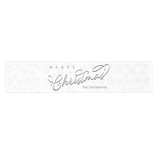 Silver Calligraphy Script Winter Snowflake Niedlic Kurzer Tischläufer (Horizontal)