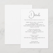 Silver Calligraphy Wedding Details Card Begleitkarte (Vorne/Hinten)