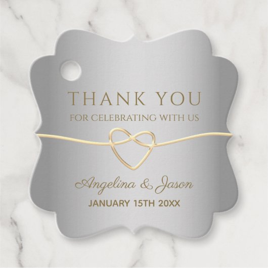 Silver Calligraphy Wedding Geschenkanhänger (Vorderseite)