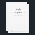 Silver Calligraphy Wedding Words of Wisdom Hinweiskarte<br><div class="desc">Diese silberne kalligraphische Hochzeitsskripte der Weisheitsratenkarte ist perfekt für eine rustikale Hochzeit. Das schlichte und elegante Design zeichnet sich durch klassische und extravagante Schrift-Typografie in Silber aus. Diese Karten sind ideal für Hochzeiten, Brautparty, Babydusche, Graduiertenfest u.v.m. Personalisieren Sie die Karten mit den Namen der Braut und Bräutigam, den Eltern, die...</div>