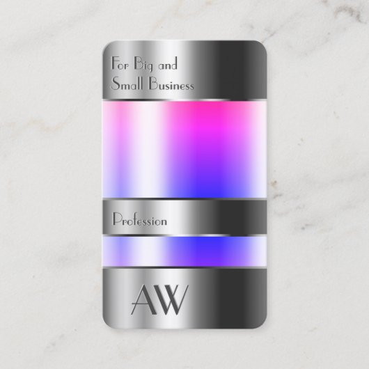 Silver Can Optics Pink Blue Fluids und Monogram Visitenkarte (Vorderseite)