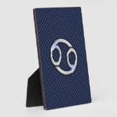 Silver Cancer Sign auf Navy Blue Carbon Fibre Prin Fotoplatte (Seite)