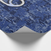 Silver Cancer Zodiac Sign Navy Blue Digital Camo Geschenkpapier (Ecke)